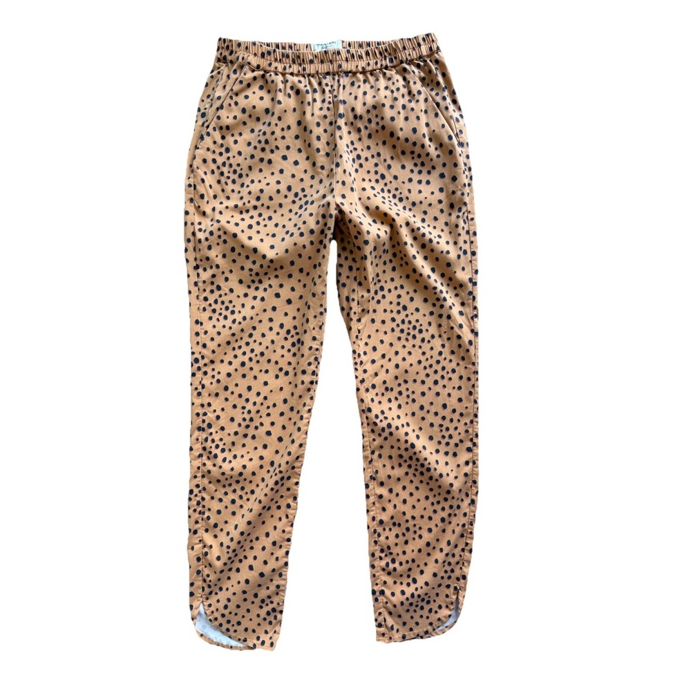 Marine Layer Women's Brown Polkadot Leopard Cropped Pants Size XS Lightweight